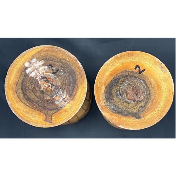 Vintage Hand Carved Olivewood JERUSELEM BETHLEHEM LAST SUPPER Chalice Cups Set